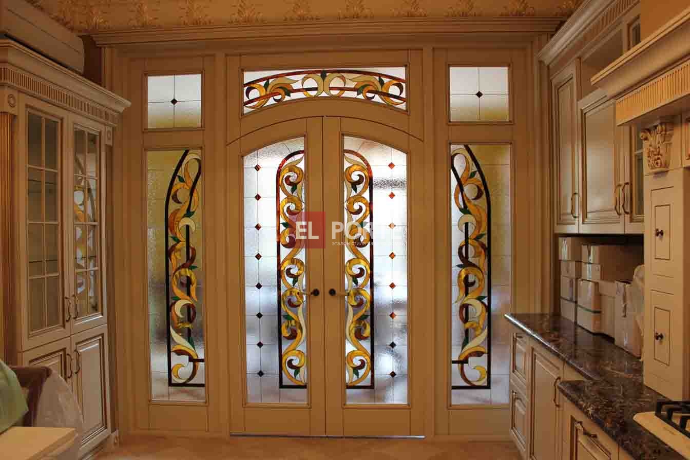 Дверь, со стеклом «Тифани», массив клен